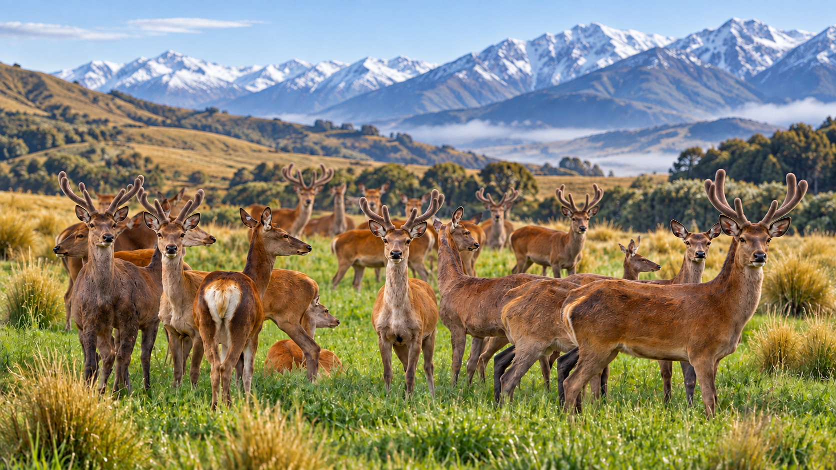 New Zealand deer in the landscape
