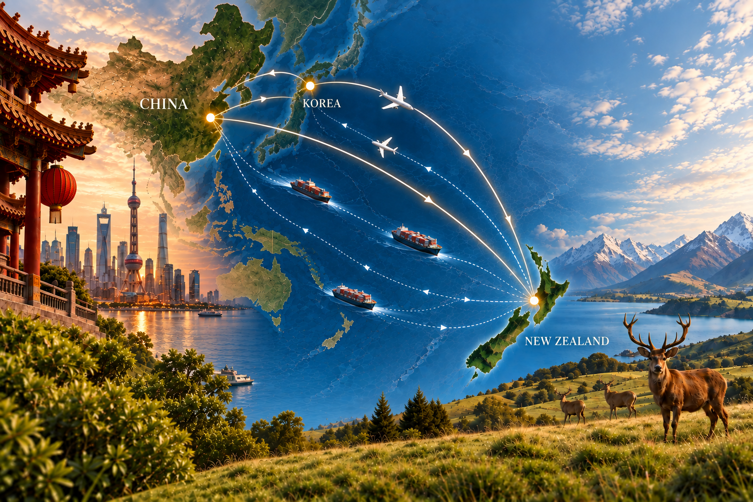 Deer Links connections between New Zealand, China and Korea